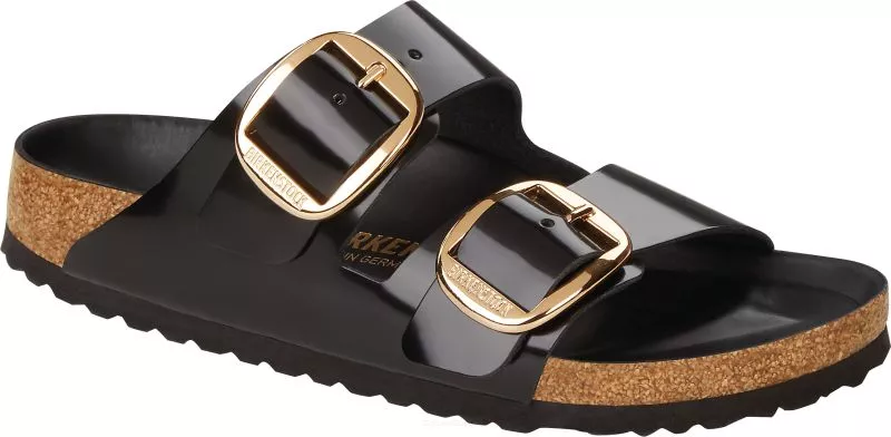 Klapki Birkenstock Arizona Big Buckle high shine black wąskie 1021476