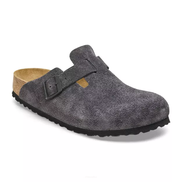 Chodaki Birkenstock Boston velvet grey szerokie 1028602