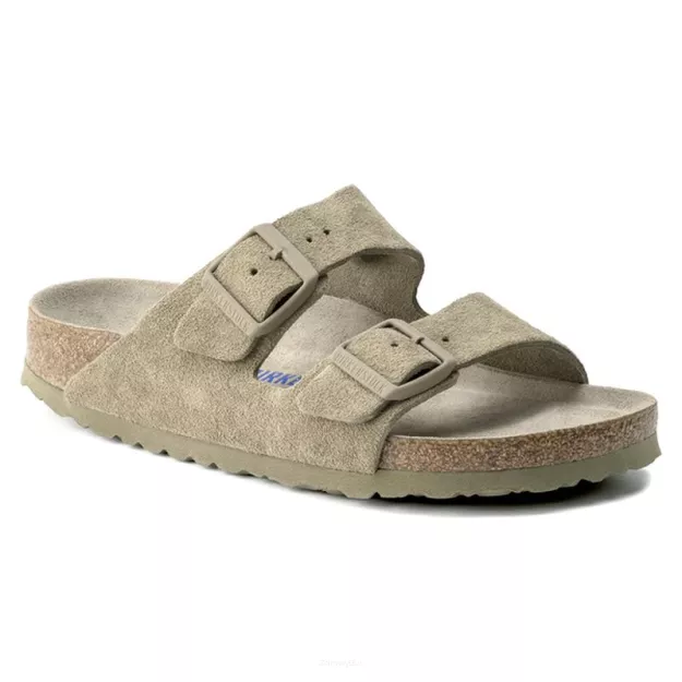 Klapki Birkenstock Arizona soft faded khaki wąskie 1019088