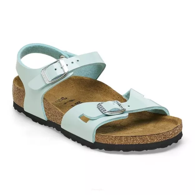 Sandały Birkenstock Rio surf green patent wąskie 1026870