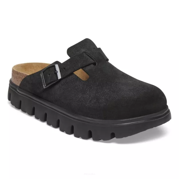 Chodaki Papillio Birkenstock Boston Platform black wąskie 1028317