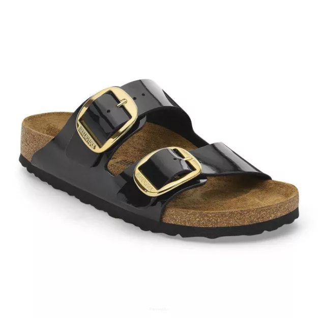 Klapki Birkenstock Arizona Big Buckle black patent wąskie 1027918