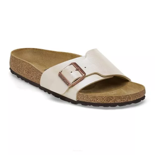 Klapki Birkenstock Catalina glaceful pearl white wąskie 1026631