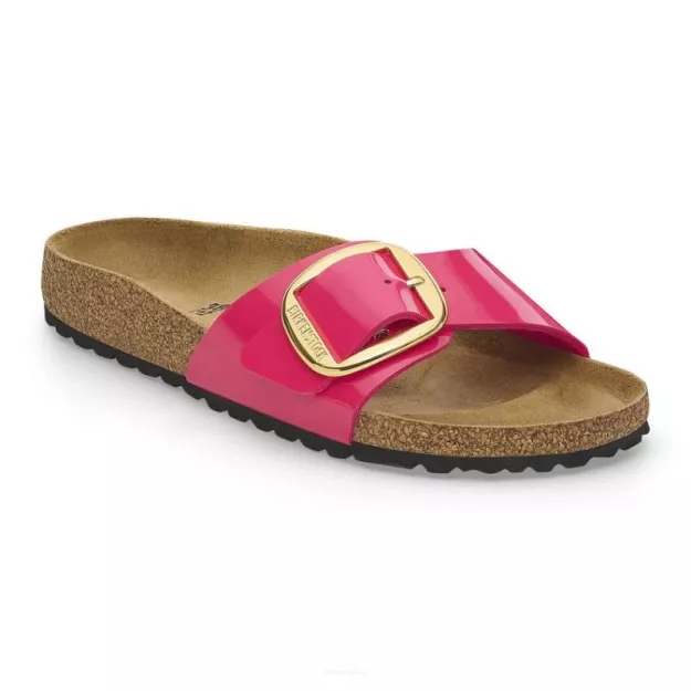 Klapki Birkenstock Madrid Big Buckle fuchsia patent wąskie 1027854