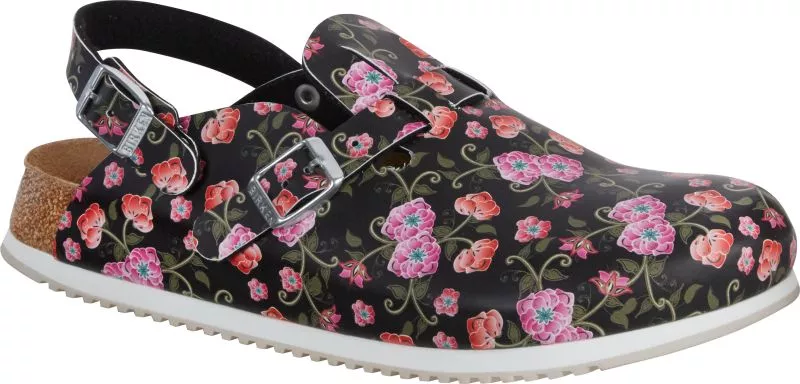 Chodaki Birkenstock Kay blooming roses black wąskie 1016662