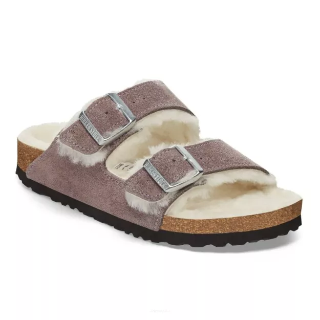 Klapki Birkenstock Arizona shearling faded purple wąskie 1028062