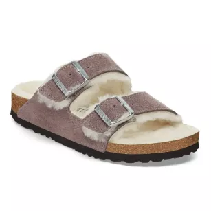 Klapki Birkenstock Arizona shearling faded purple wąskie 1028062