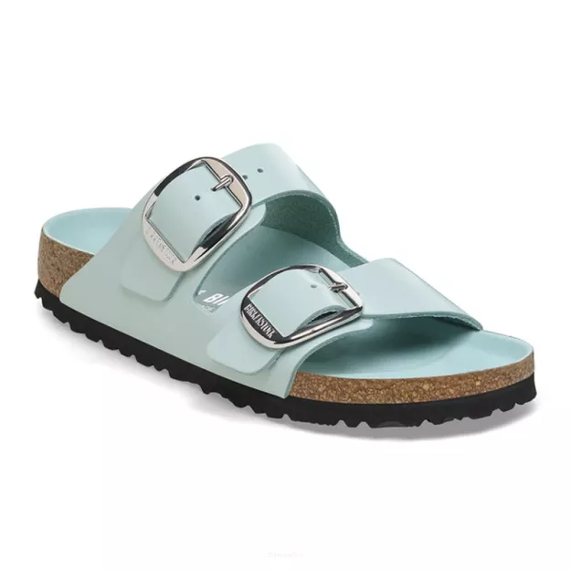 Klapki Birkenstock Arizona Big Buckle high shine surf green wąskie 1026495