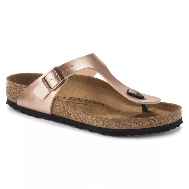 Japonki Birkenstock Gizeh metallic copper szerokie 1023943